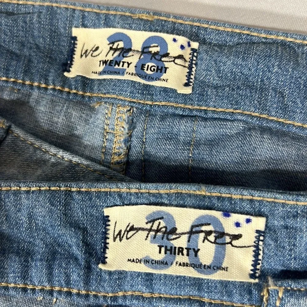 FREE PEOPLE AZALEA BLUE DAISY PATCHWORK JEANS NEW